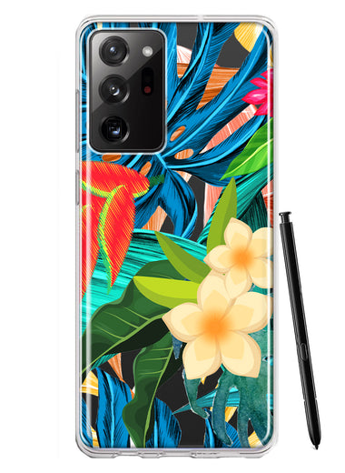 Samsung Galaxy Note 20 Ultra Blue Monstera Pothos Tropical Floral Summer Flowers Hybrid Protective Phone Case Cover