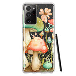 Samsung Galaxy Note 20 Ultra Fairytale Watercolor Mushrooms Pastel Spring Flowers Floral Hybrid Protective Phone Case Cover