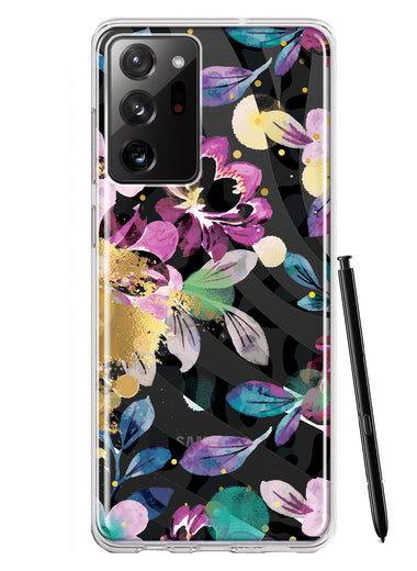 Samsung Galaxy Note 20 Ultra Zebra Stripes Tropical Flowers Purple Blue Summer Vibes Hybrid Protective Phone Case Cover