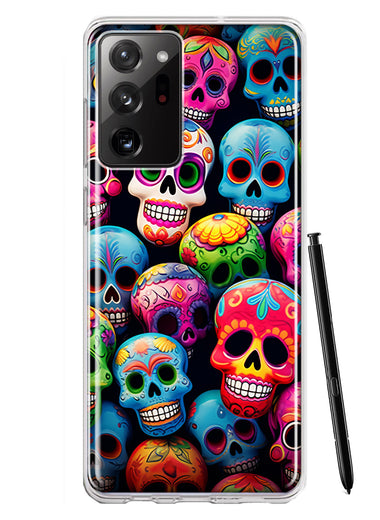Samsung Galaxy Note 20 Ultra Halloween Spooky Colorful Day of the Dead Skulls Hybrid Protective Phone Case Cover