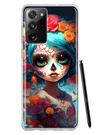 Samsung Galaxy Note 20 Ultra Halloween Spooky Colorful Day of the Dead Skull Girl Hybrid Protective Phone Case Cover