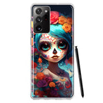 Samsung Galaxy Note 20 Ultra Halloween Spooky Colorful Day of the Dead Skull Girl Hybrid Protective Phone Case Cover