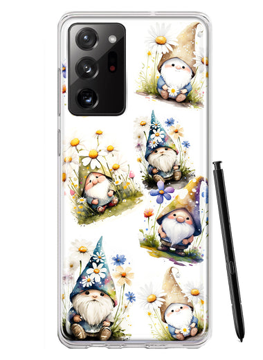 Samsung Galaxy Note 20 Ultra Cute White Blue Daisies Gnomes Hybrid Protective Phone Case Cover
