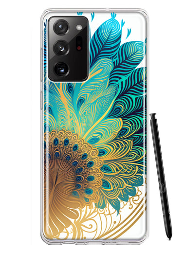 Samsung Galaxy Note 20 Ultra Mandala Geometry Abstract Peacock Feather Pattern Hybrid Protective Phone Case Cover