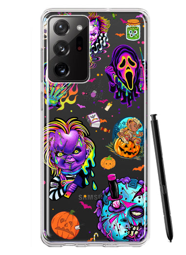 Samsung Galaxy Note 20 Ultra Cute Halloween Spooky Horror Scary Neon Characters Hybrid Protective Phone Case Cover
