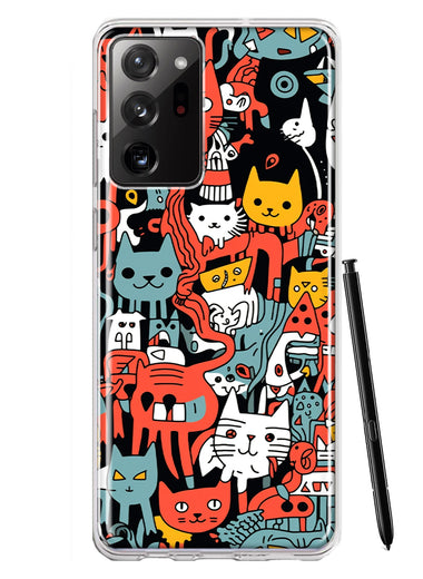 Samsung Galaxy Note 20 Ultra Psychedelic Cute Cats Friends Pop Art Hybrid Protective Phone Case Cover