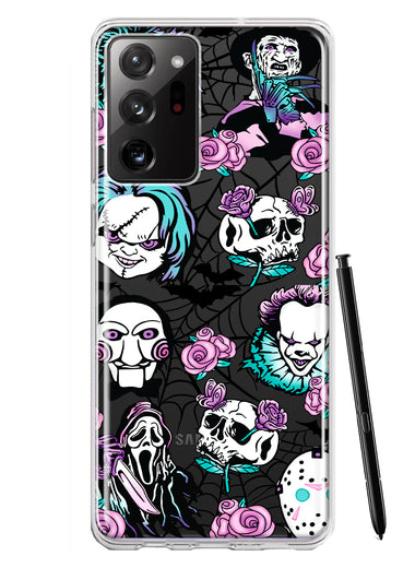 Samsung Galaxy Note 20 Ultra Roses Halloween Spooky Horror Characters Spider Web Hybrid Protective Phone Case Cover