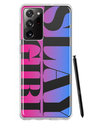 Samsung Galaxy Note 20 Ultra Pink Blue Clear Funny Text Quote Slay Girl Hybrid Protective Phone Case Cover