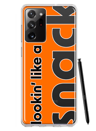 Samsung Galaxy Note 20 Ultra Orange Clear Funny Text Quote Snack Hybrid Protective Phone Case Cover