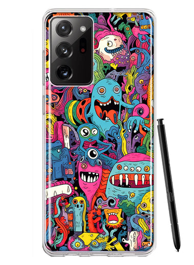 Samsung Galaxy Note 20 Ultra Psychedelic Trippy Happy Aliens Characters Hybrid Protective Phone Case Cover