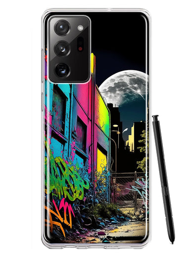 Samsung Galaxy Note 20 Ultra Urban City Full Moon Graffiti Painting Art Hybrid Protective Phone Case Cover
