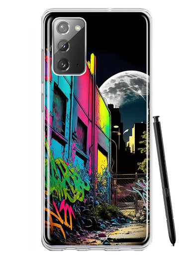 Samsung Galaxy Note 20 Urban City Full Moon Graffiti Painting Art Hybrid Protective Phone Case Cover