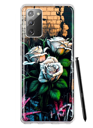 Samsung Galaxy Note 20 White Roses Graffiti Wall Art Painting Hybrid Protective Phone Case Cover