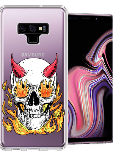 Samsung Galaxy Note 9 Flamming Devil Skull Design Double Layer Phone Case Cover