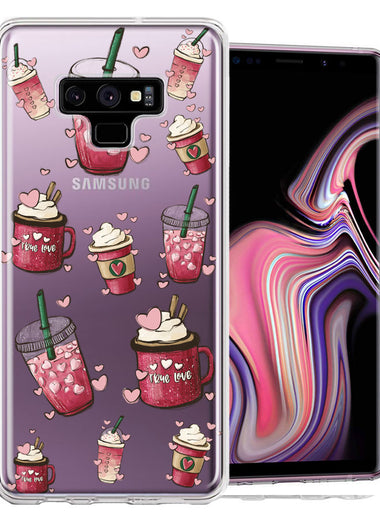 Samsung Galaxy Note 9 Coffee Lover Valentine's Hearts Pink Drink Latte Double Layer Phone Case Cover