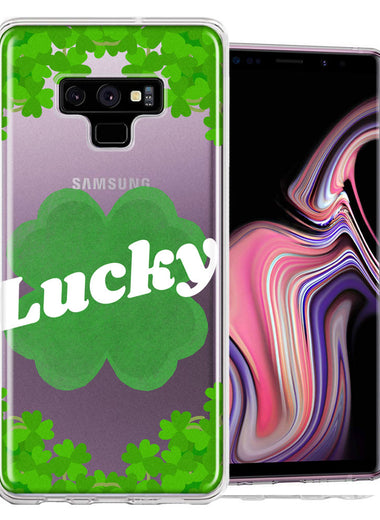 Samsung Galaxy Note 9 Lucky St Patrick's Day Shamrock Green Clovers Double Layer Phone Case Cover