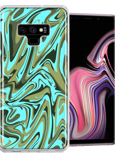 Samsung Galaxy Note 9 Blue Green Abstract Design Double Layer Phone Case Cover