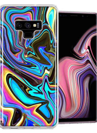 Samsung Galaxy Note 9 Blue Paint Swirl Design Double Layer Phone Case Cover