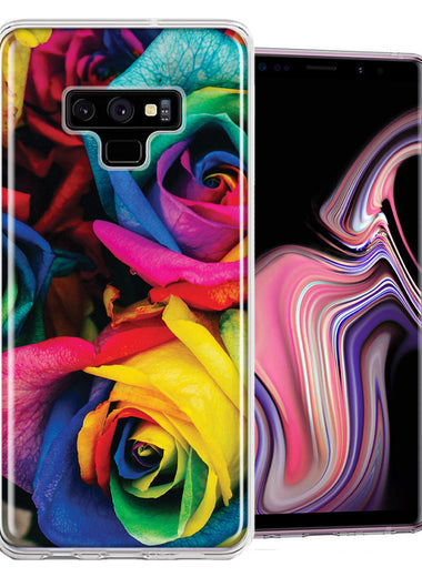 Samsung Galaxy Note 9 Colorful Roses Design Double Layer Phone Case Cover