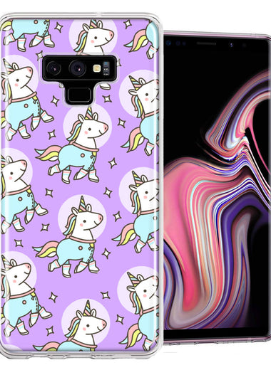 Samsung Galaxy Note 9 Cute Unicorns Purple Design Double Layer Phone Case Cover