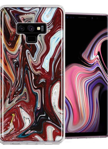 Samsung Galaxy Note 9 Red White Abstract Design Double Layer Phone Case Cover