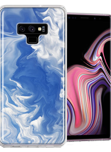 Samsung Galaxy Note 9 Sky Blue Swirl Design Double Layer Phone Case Cover