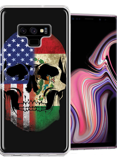 Samsung Galaxy Note 9 US Mexico Flag Skull Double Layer Phone Case Cover