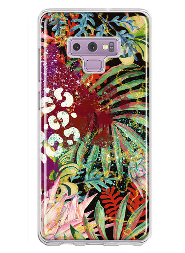 Samsung Galaxy Note 9 Leopard Tropical Flowers Vacation Dreams Hibiscus Floral Hybrid Protective Phone Case Cover