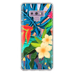 Samsung Galaxy Note 9 Blue Monstera Pothos Tropical Floral Summer Flowers Hybrid Protective Phone Case Cover