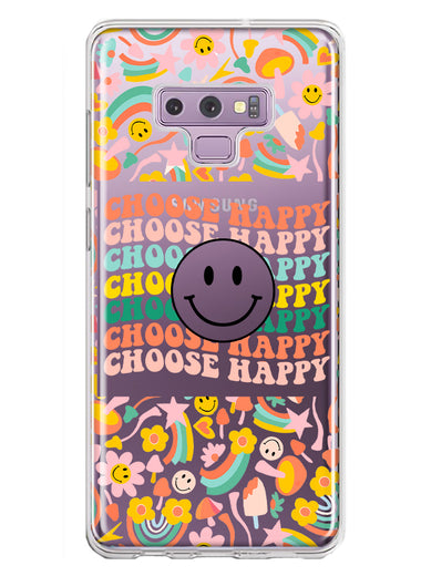Samsung Galaxy Note 9 Choose Happy Smiley Face Retro Vintage Groovy 70s Style Hybrid Protective Phone Case Cover