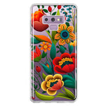 Samsung Galaxy Note 9 Colorful Red Orange Folk Style Floral Vibrant Spring Flowers Hybrid Protective Phone Case Cover