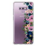 Samsung Galaxy Note 9 Navy Blue Summer Watercolor Floral Classic Purple Flowers Hybrid Protective Phone Case Cover