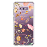 Samsung Galaxy Note 9 Peach Meadow Wildflowers Butterflies Bees Watercolor Floral Hybrid Protective Phone Case Cover