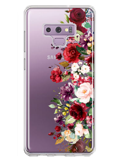 Samsung Galaxy Note 9 Red Summer Watercolor Floral Bouquets Ruby Flowers Hybrid Protective Phone Case Cover