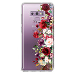 Samsung Galaxy Note 9 Red Summer Watercolor Floral Bouquets Ruby Flowers Hybrid Protective Phone Case Cover