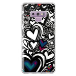 Samsung Galaxy Note 9 Black White Hearts Love Graffiti Hybrid Protective Phone Case Cover