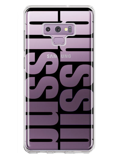 Samsung Galaxy Note 9 Black Clear Funny Text Quote Bussin Hybrid Protective Phone Case Cover