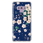 Samsung Galaxy Note 9 Kawaii Japanese Pink Cherry Blossom Navy Blue Hybrid Protective Phone Case Cover