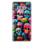 Samsung Galaxy Note 9 Halloween Spooky Colorful Day of the Dead Skulls Hybrid Protective Phone Case Cover
