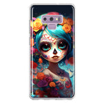 Samsung Galaxy Note 9 Halloween Spooky Colorful Day of the Dead Skull Girl Hybrid Protective Phone Case Cover