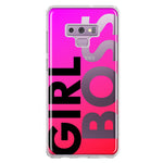 Samsung Galaxy Note 9 Pink Clear Funny Text Quote Girl Boss Hybrid Protective Phone Case Cover