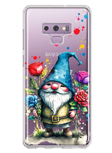 Samsung Galaxy Note 9 Gnome Red Purple Blue Roses Garden Hybrid Protective Phone Case Cover