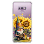 Samsung Galaxy Note 9 Cute Gnome Sunflowers Clear Hybrid Protective Phone Case Cover