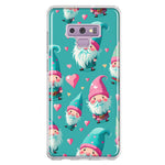 Samsung Galaxy Note 9 Turquoise Pink Hearts Gnomes Hybrid Protective Phone Case Cover