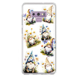 Samsung Galaxy Note 9 Cute White Blue Daisies Gnomes Hybrid Protective Phone Case Cover
