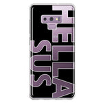 Samsung Galaxy Note 9 Black Clear Funny Text Quote Hella Sus Hybrid Protective Phone Case Cover