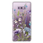 Samsung Galaxy Note 9 Lavender Dragonfly Butterflies Spring Flowers Hybrid Protective Phone Case Cover