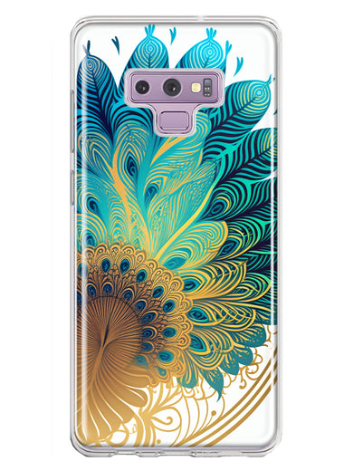 Samsung Galaxy Note 9 Mandala Geometry Abstract Peacock Feather Pattern Hybrid Protective Phone Case Cover