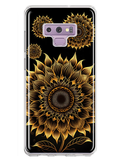 Samsung Galaxy Note 9 Mandala Geometry Abstract Sunflowers Pattern Hybrid Protective Phone Case Cover