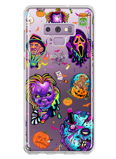 Samsung Galaxy Note 9 Cute Halloween Spooky Horror Scary Neon Characters Hybrid Protective Phone Case Cover